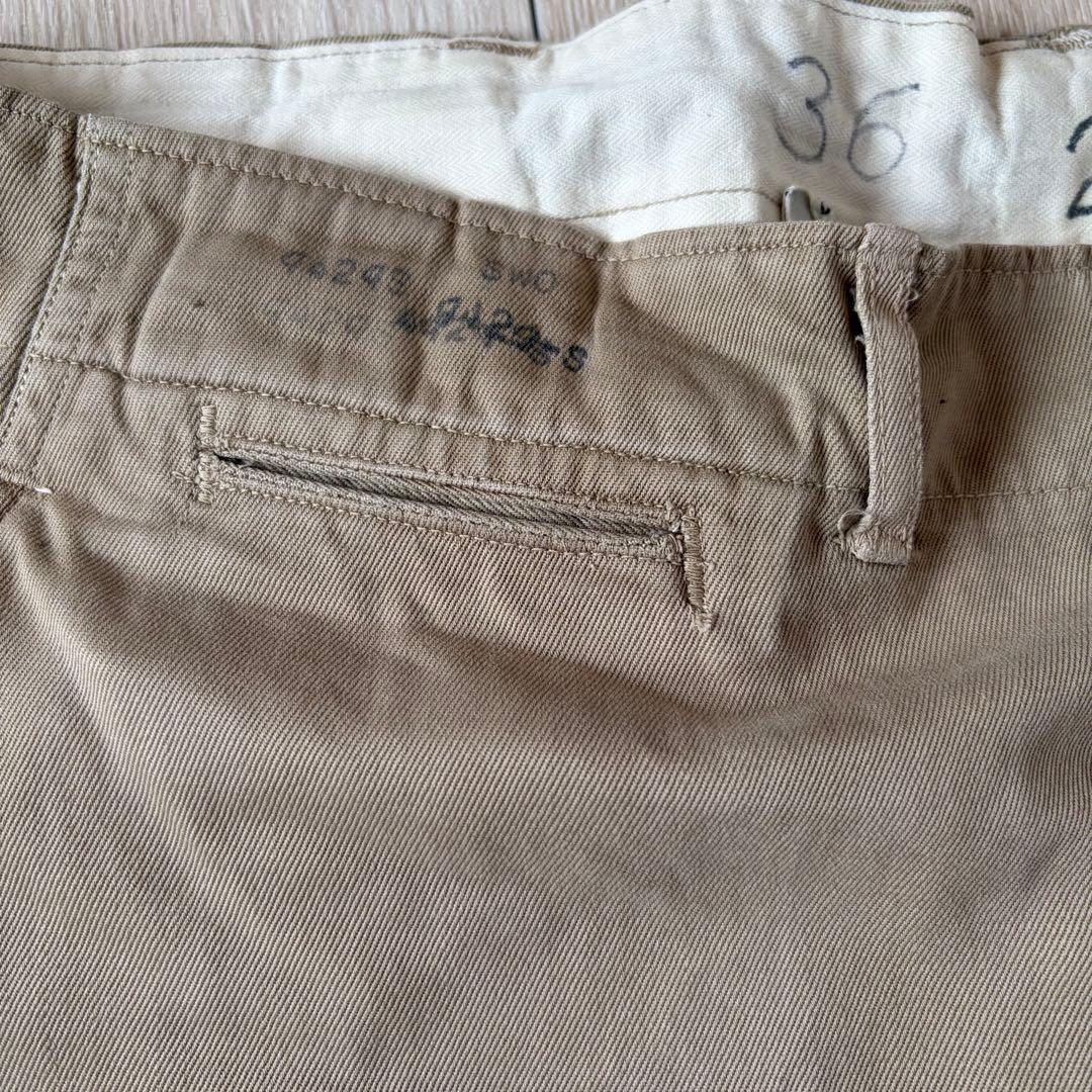 40s USARMY M-45 45カーキ チノ W36L29 両玉縁 巻縫い