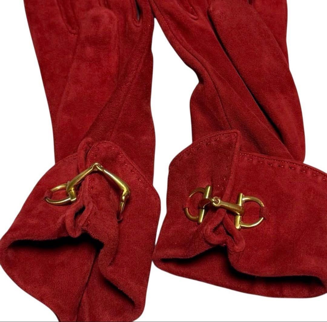 ❤️新品未使用　GUCCIグッチ　スウェード　手袋グローブ　レッド　レディース　7