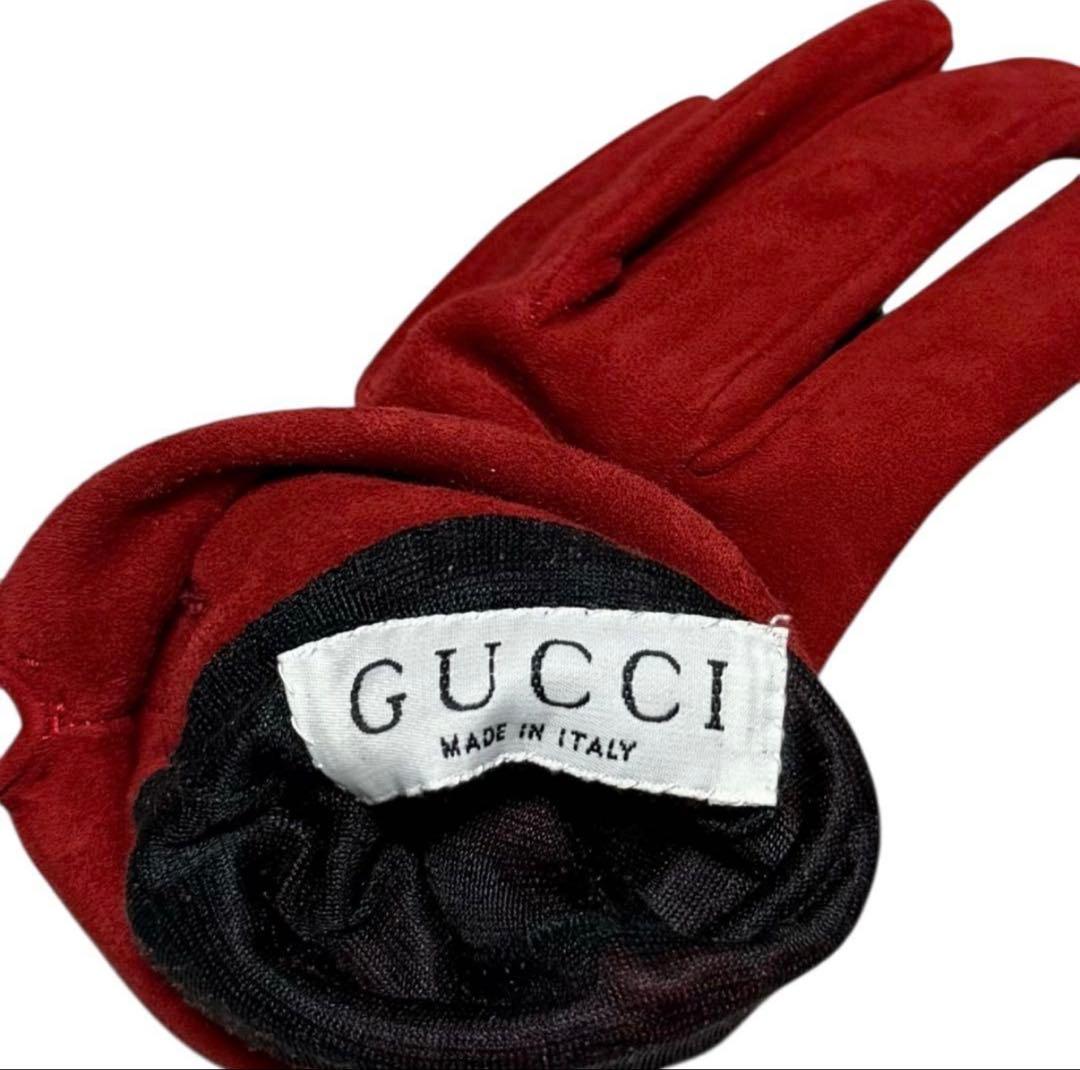 ❤️新品未使用　GUCCIグッチ　スウェード　手袋グローブ　レッド　レディース　7