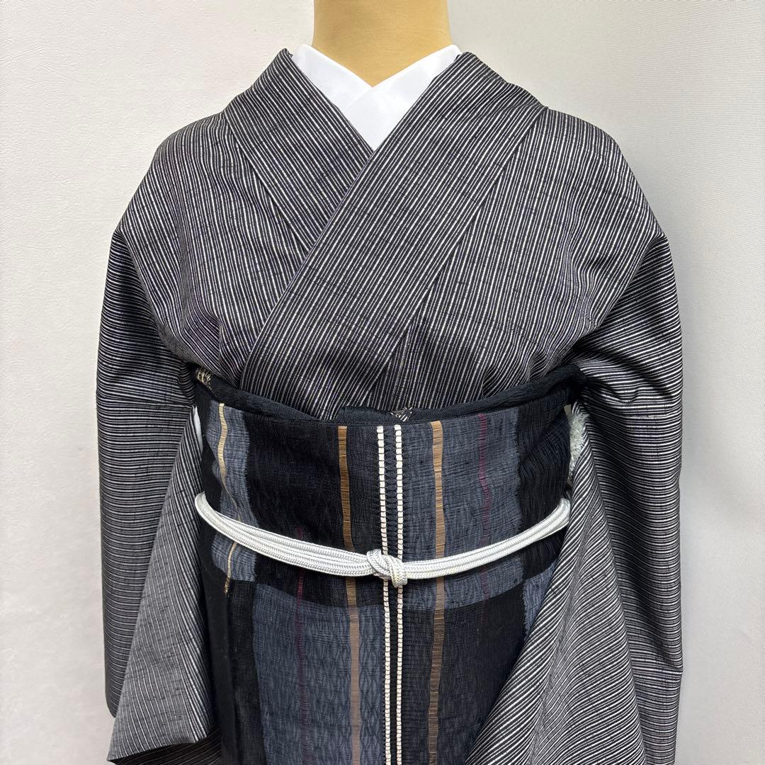 正絹 真綿紬 縞柄