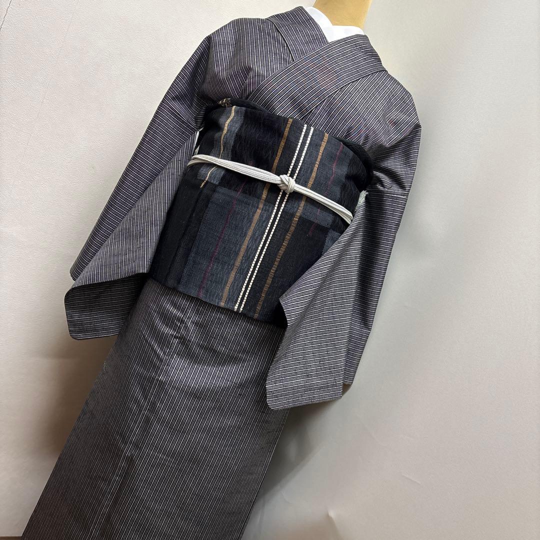 正絹 真綿紬 縞柄