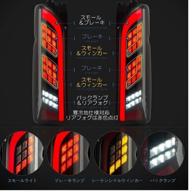 ※訳あり値下げ品　VLAND 200系 ハイエース テールランプ シーケンシャル