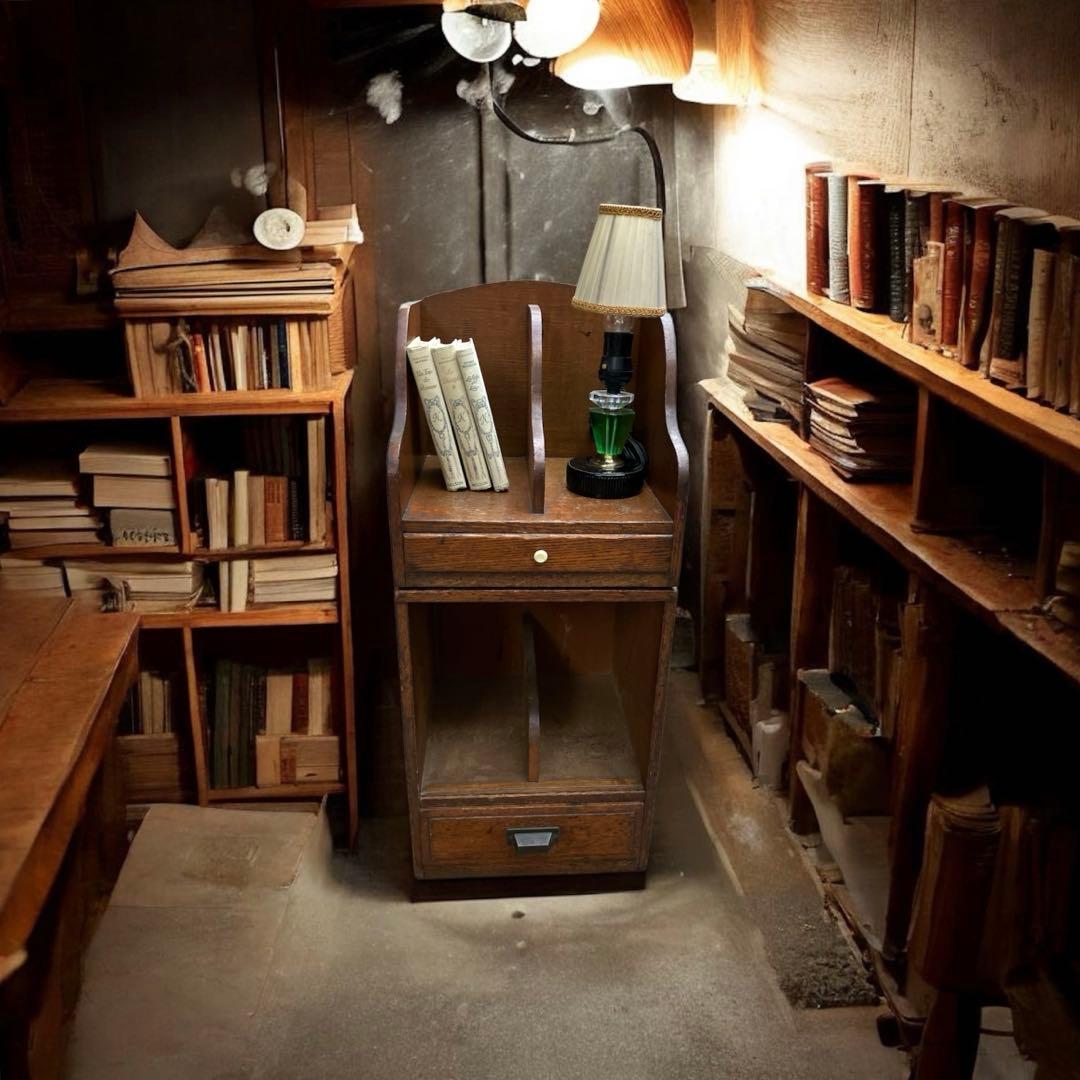 アンティーク　珍品　本立て　飾り棚　別々使用可能　スリムキャビネット