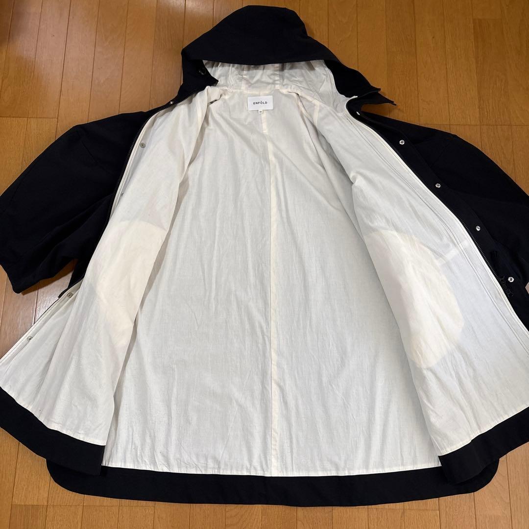 エンフォルド　PEストレッチ BOXフーデットCOAT ブラック　38