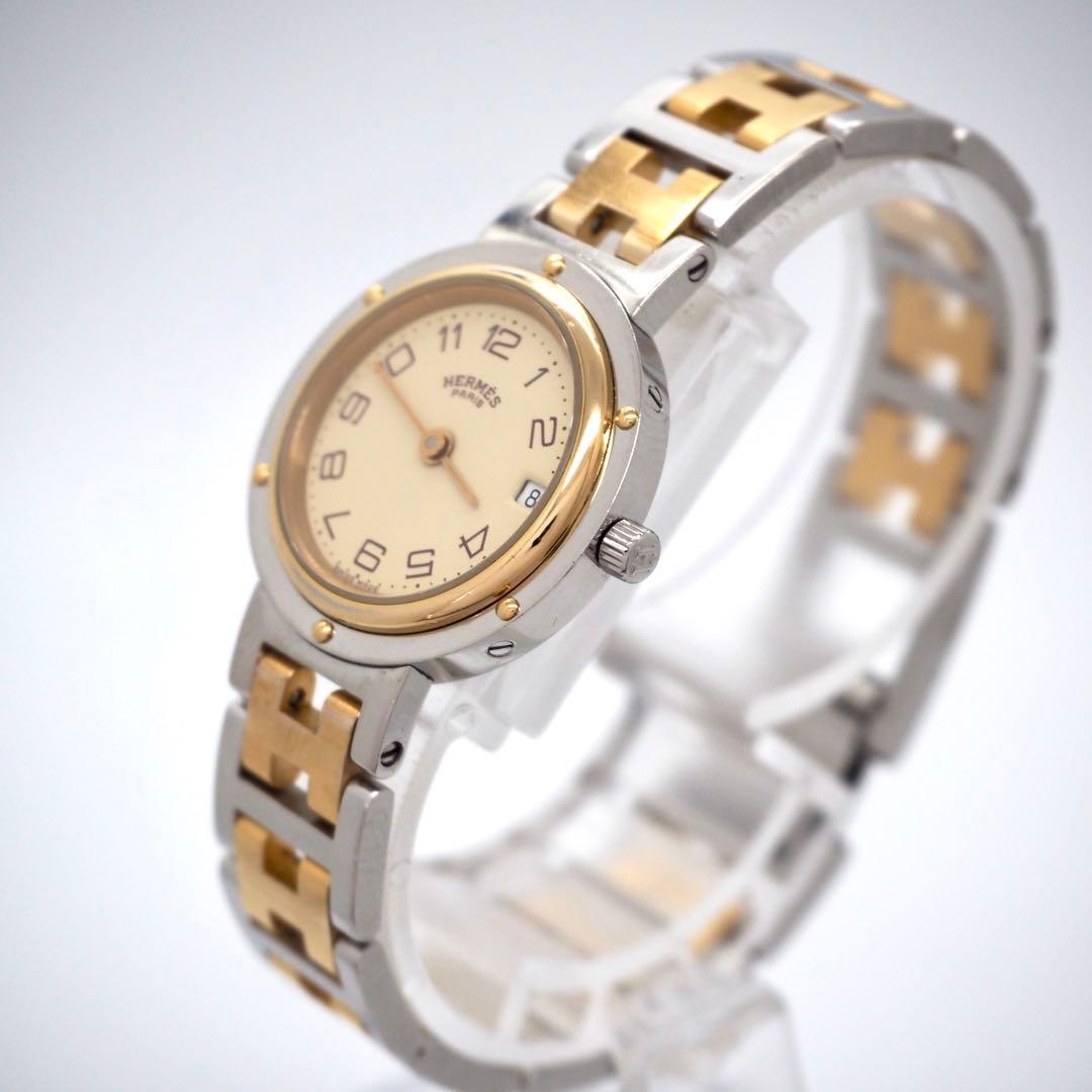 専用112 HERMES 時計　ケース付き　レディース　クリッパー　コンビデイト