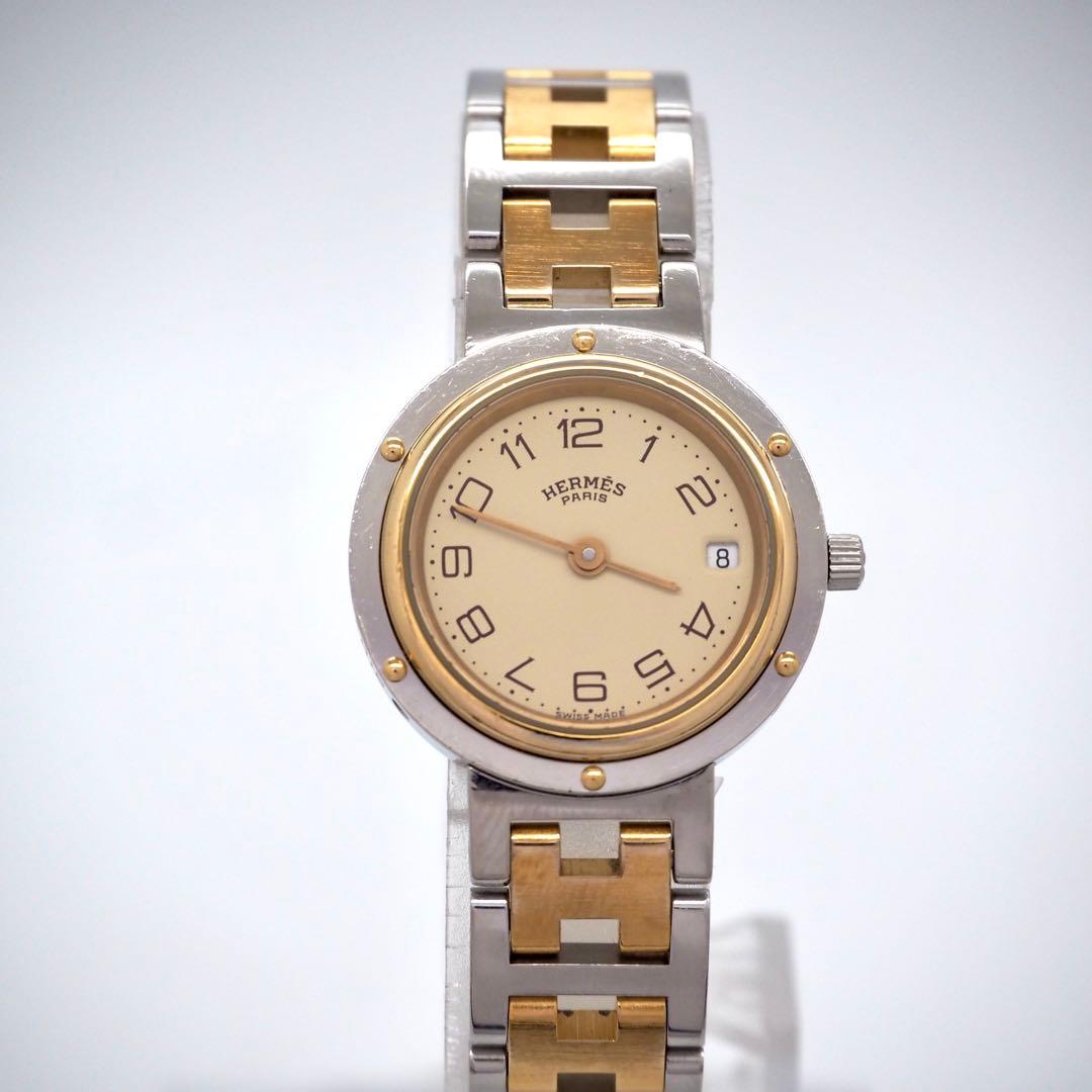 専用112 HERMES 時計　ケース付き　レディース　クリッパー　コンビデイト