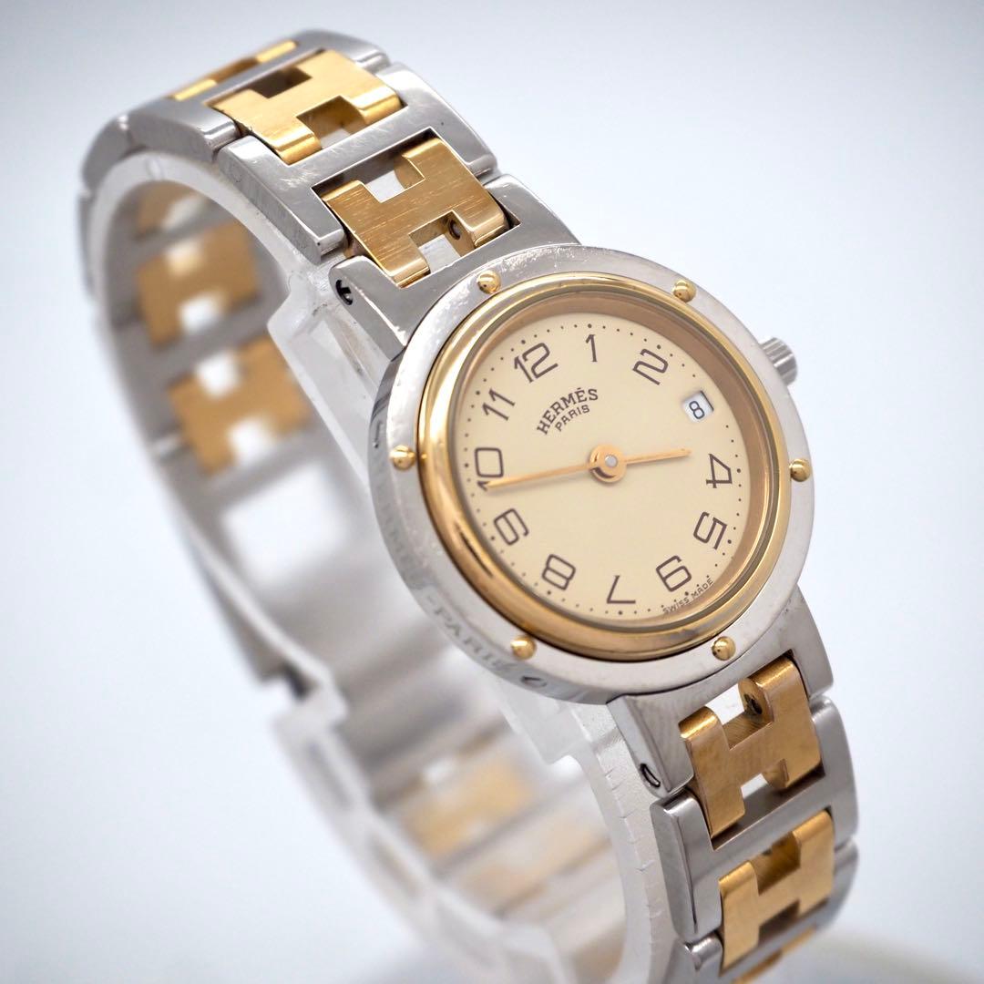 専用112 HERMES 時計　ケース付き　レディース　クリッパー　コンビデイト