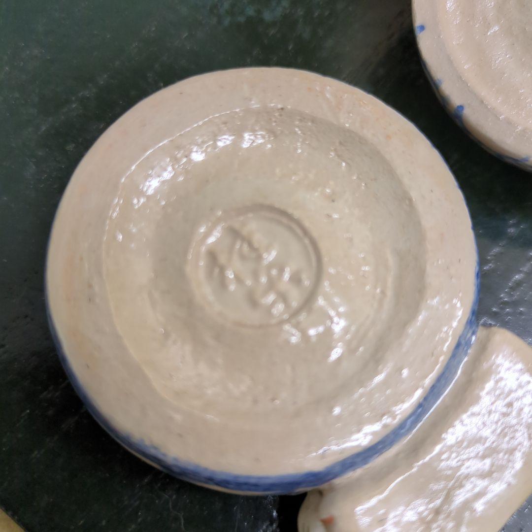 香合　火鉢猫　猫　火鉢　お餅　陶器　お香　置物　作家　木箱