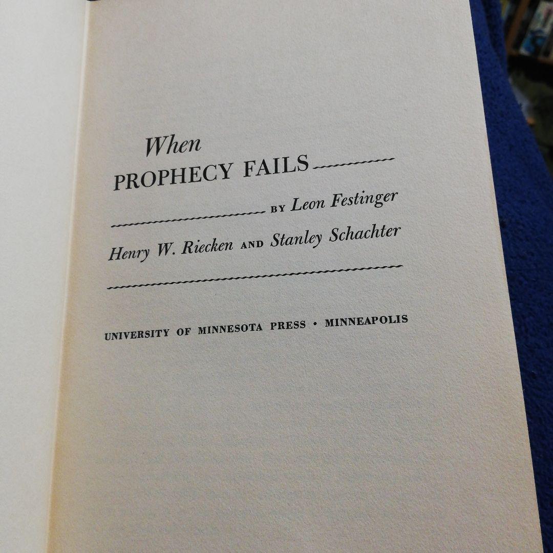 洋書 When Prophecy Fails by Leon Festinger