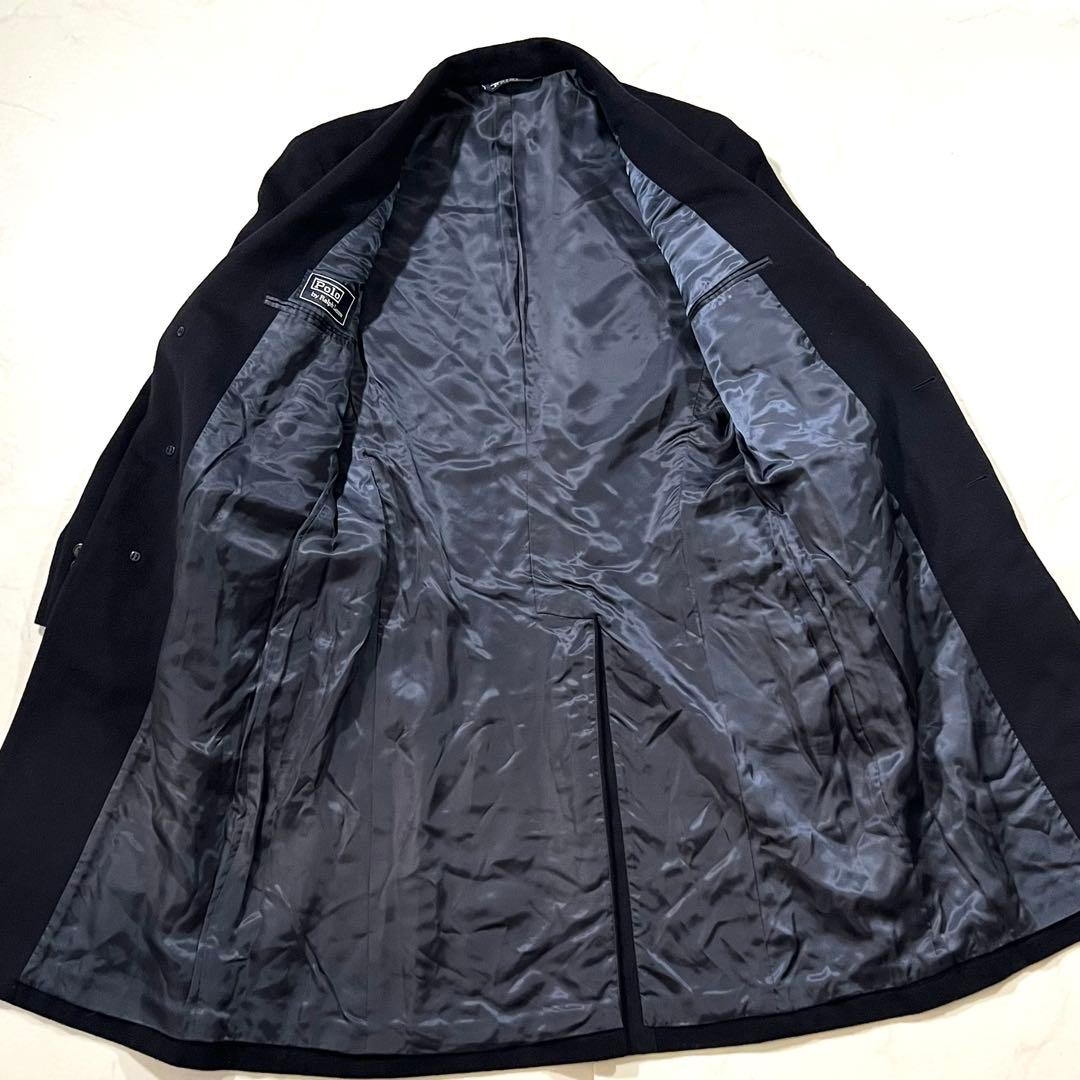 ラルフローレン チェスターコート ロング ネイビー ウール 比翼ボタン M相当