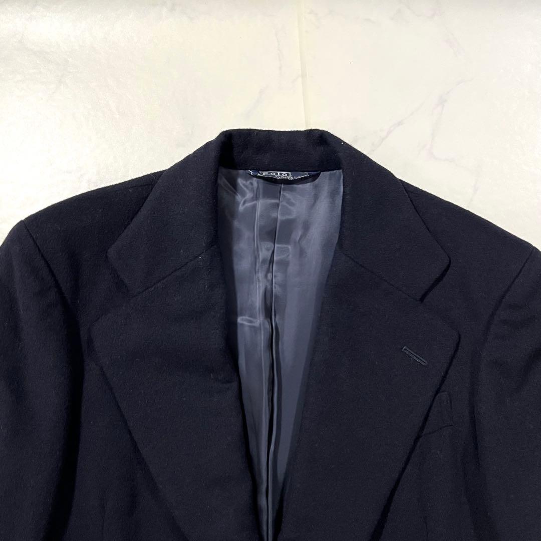 ラルフローレン チェスターコート ロング ネイビー ウール 比翼ボタン M相当