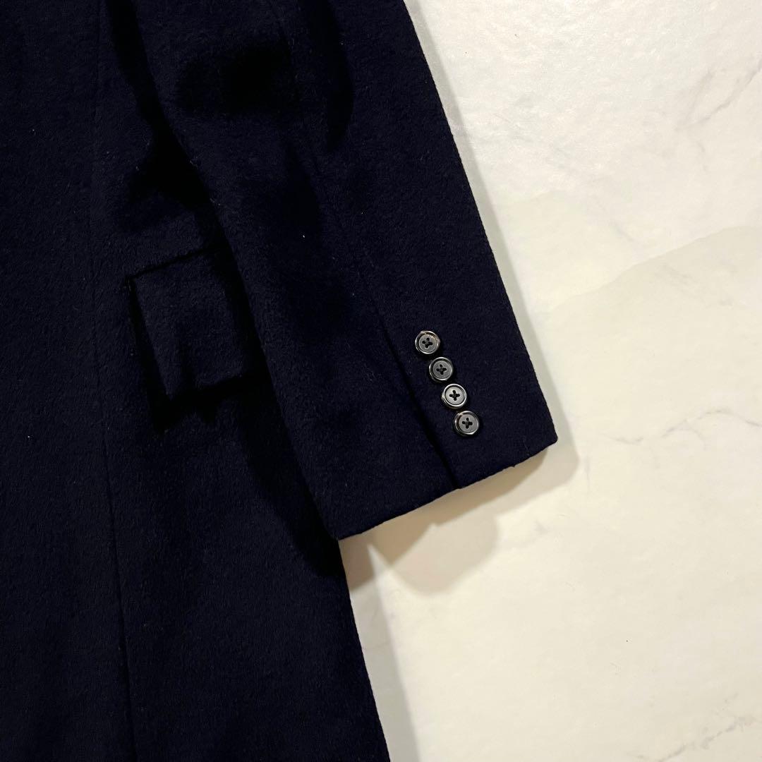 ラルフローレン チェスターコート ロング ネイビー ウール 比翼ボタン M相当