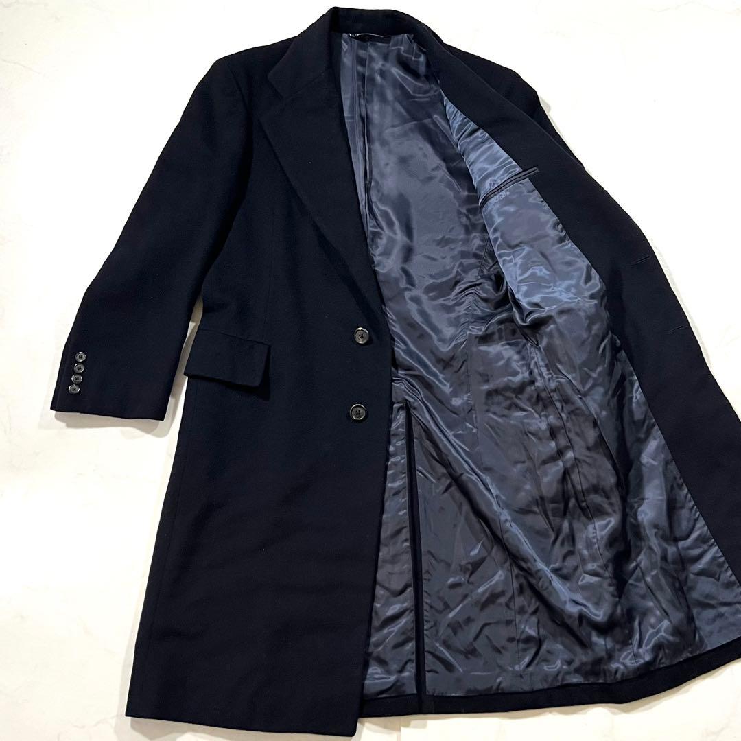 ラルフローレン チェスターコート ロング ネイビー ウール 比翼ボタン M相当