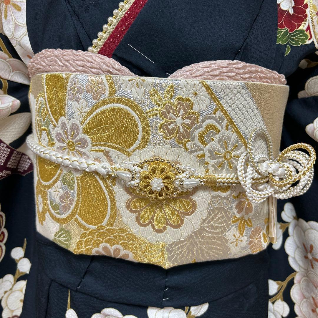 紺地の上品な松竹梅の古典振袖フルセット