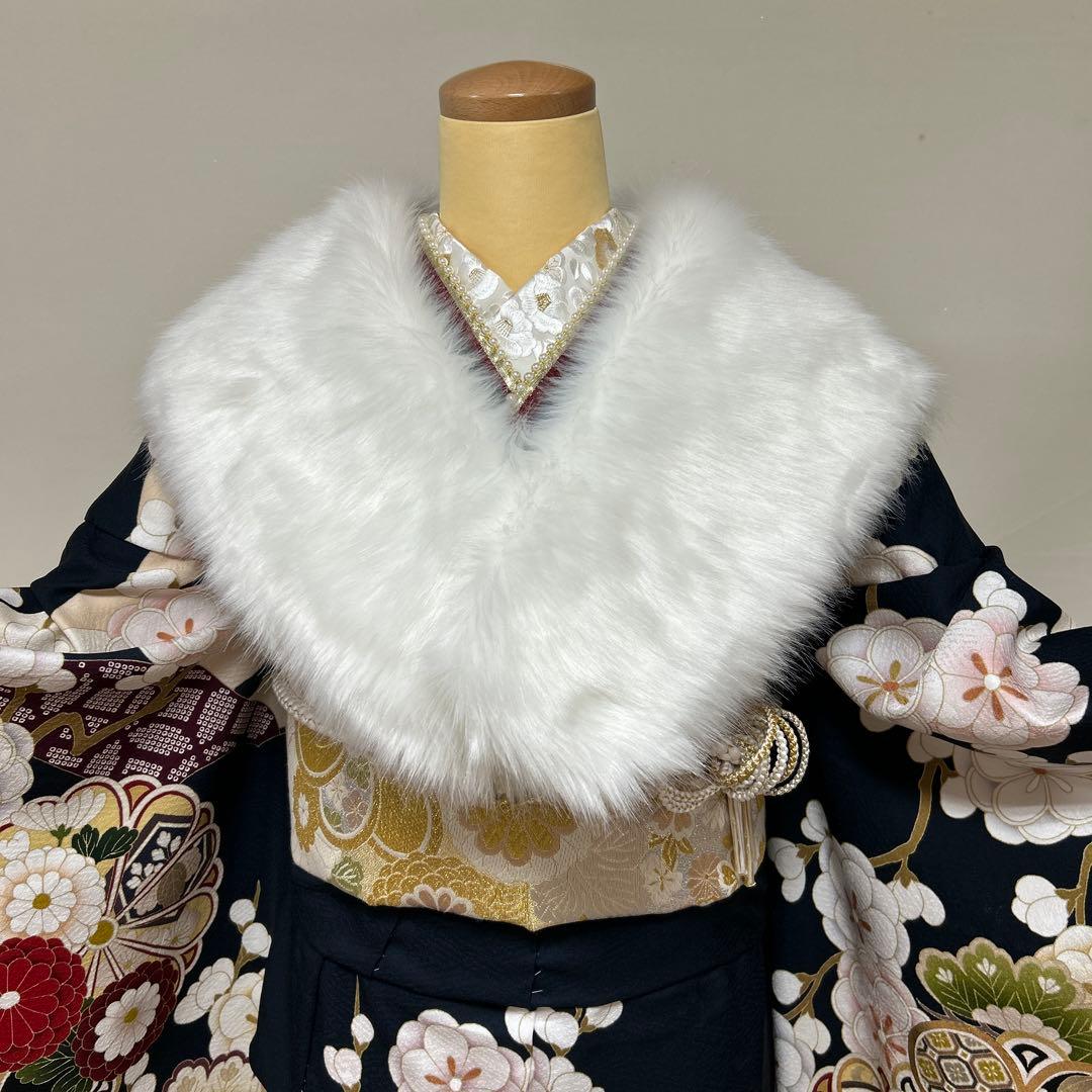 紺地の上品な松竹梅の古典振袖フルセット