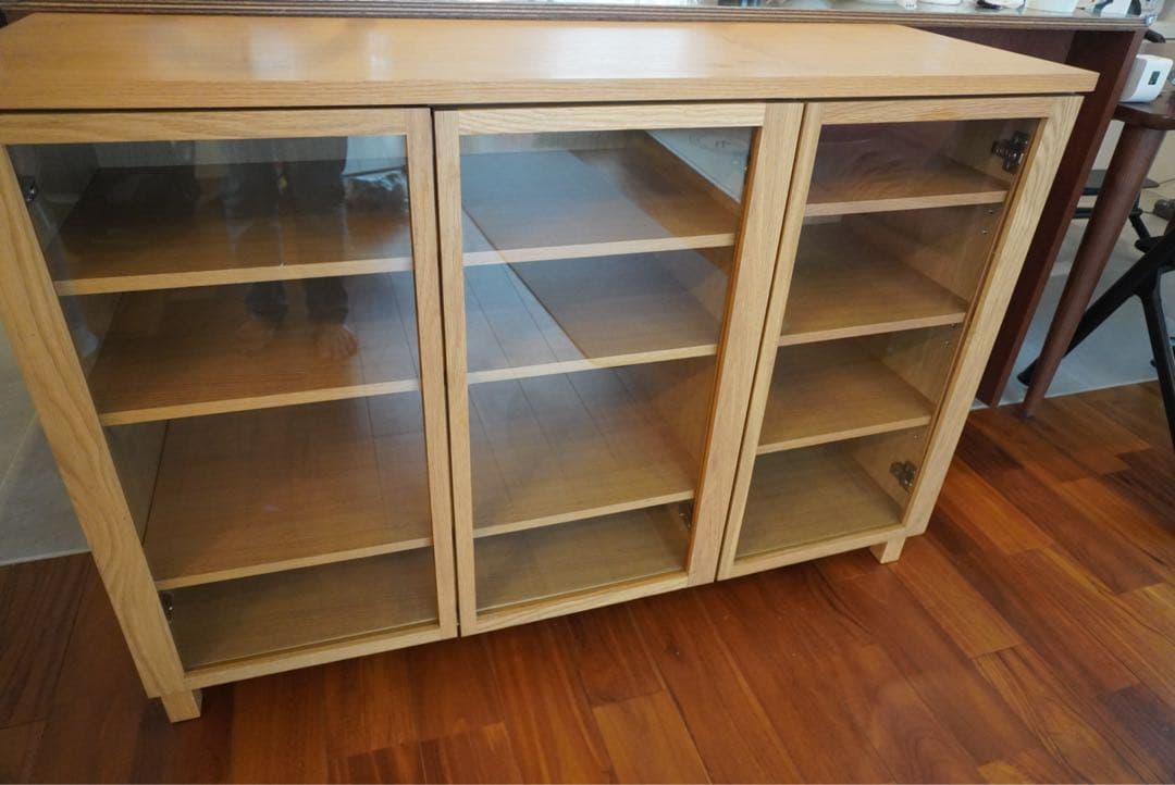 こゆき！！【廃盤希少】無印 オーク材キャビネット・大・ガラス扉(送料込み)