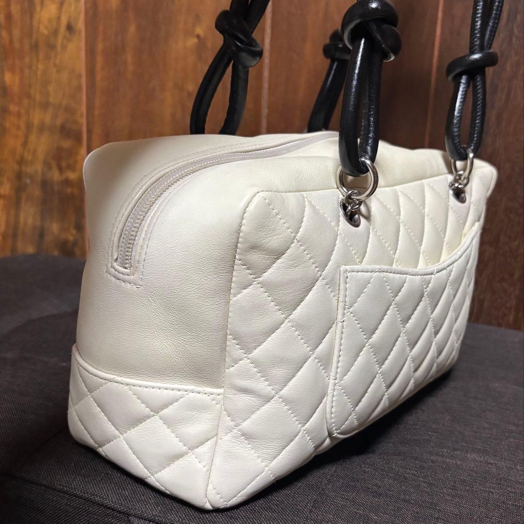【専用】CHANEL シャネル カンボン ボーリング バッグ ホワイト【美品】