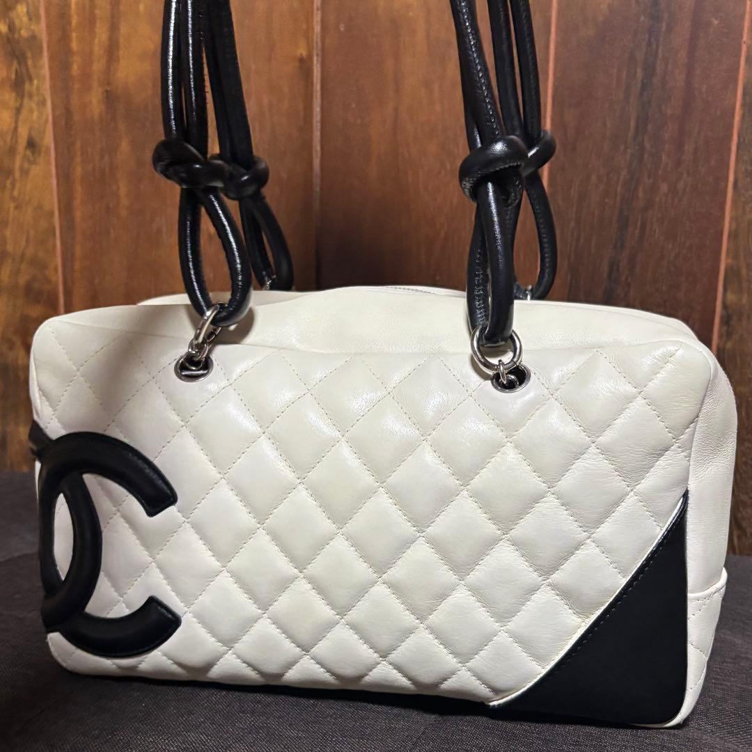 【専用】CHANEL シャネル カンボン ボーリング バッグ ホワイト【美品】
