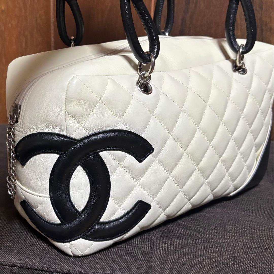 【専用】CHANEL シャネル カンボン ボーリング バッグ ホワイト【美品】