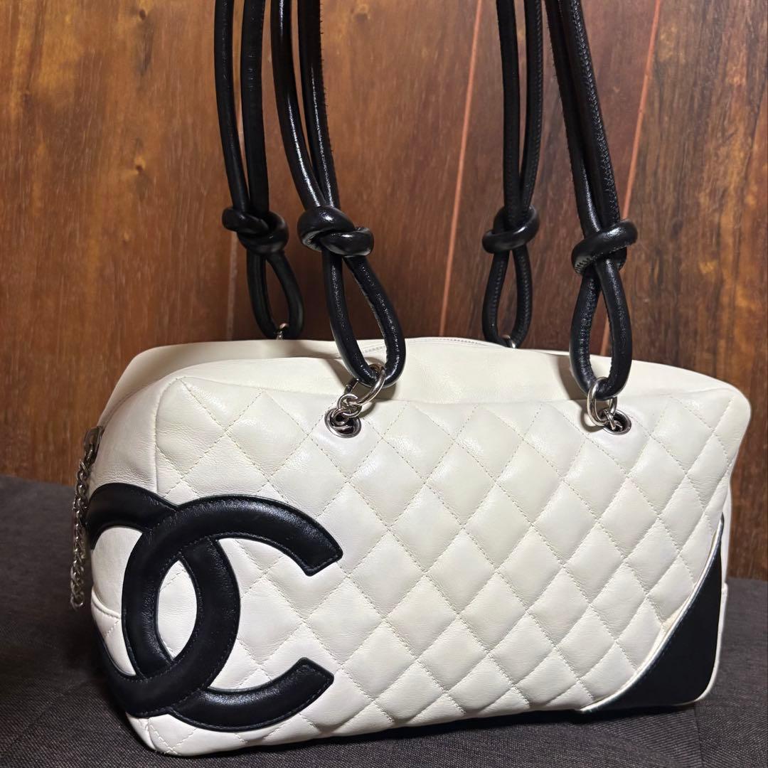 【専用】CHANEL シャネル カンボン ボーリング バッグ ホワイト【美品】