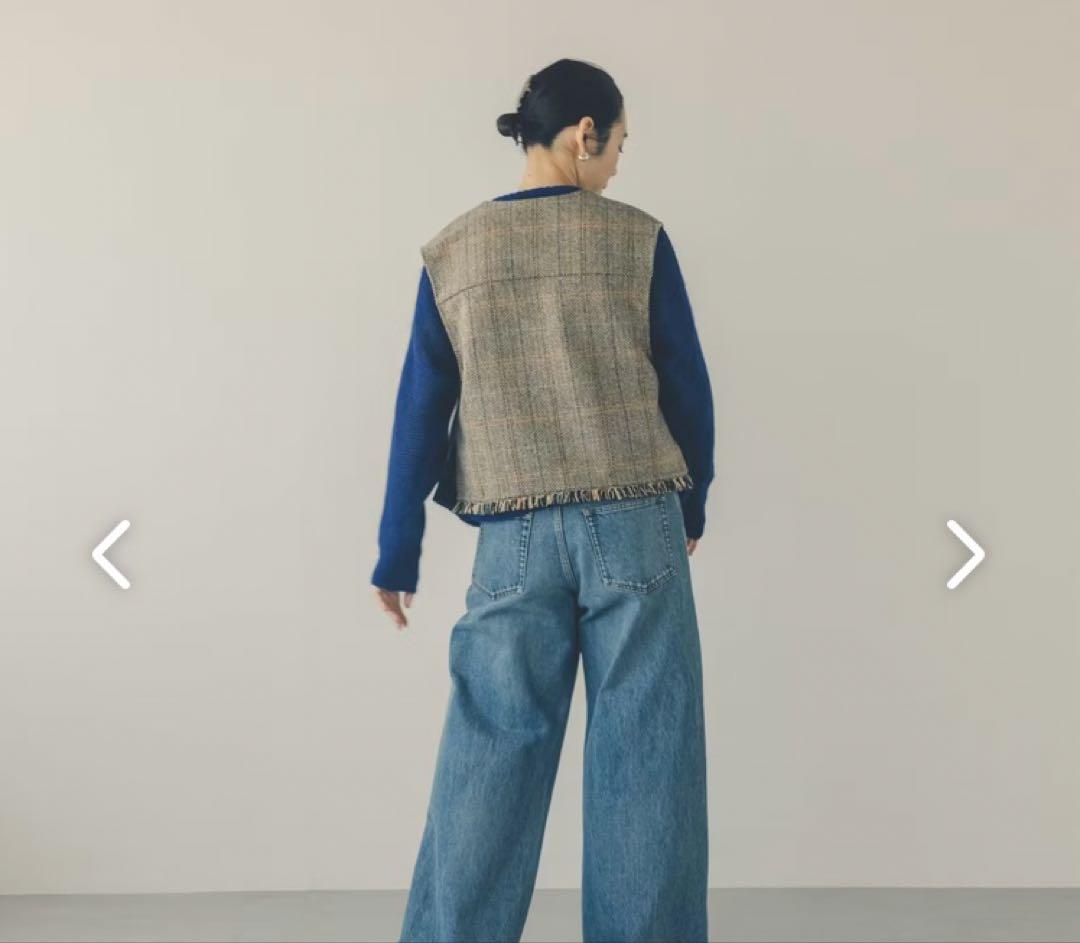 【新品 未開封】ヘリンボーン柄のウールベスト / よしいちひろさんコラボ