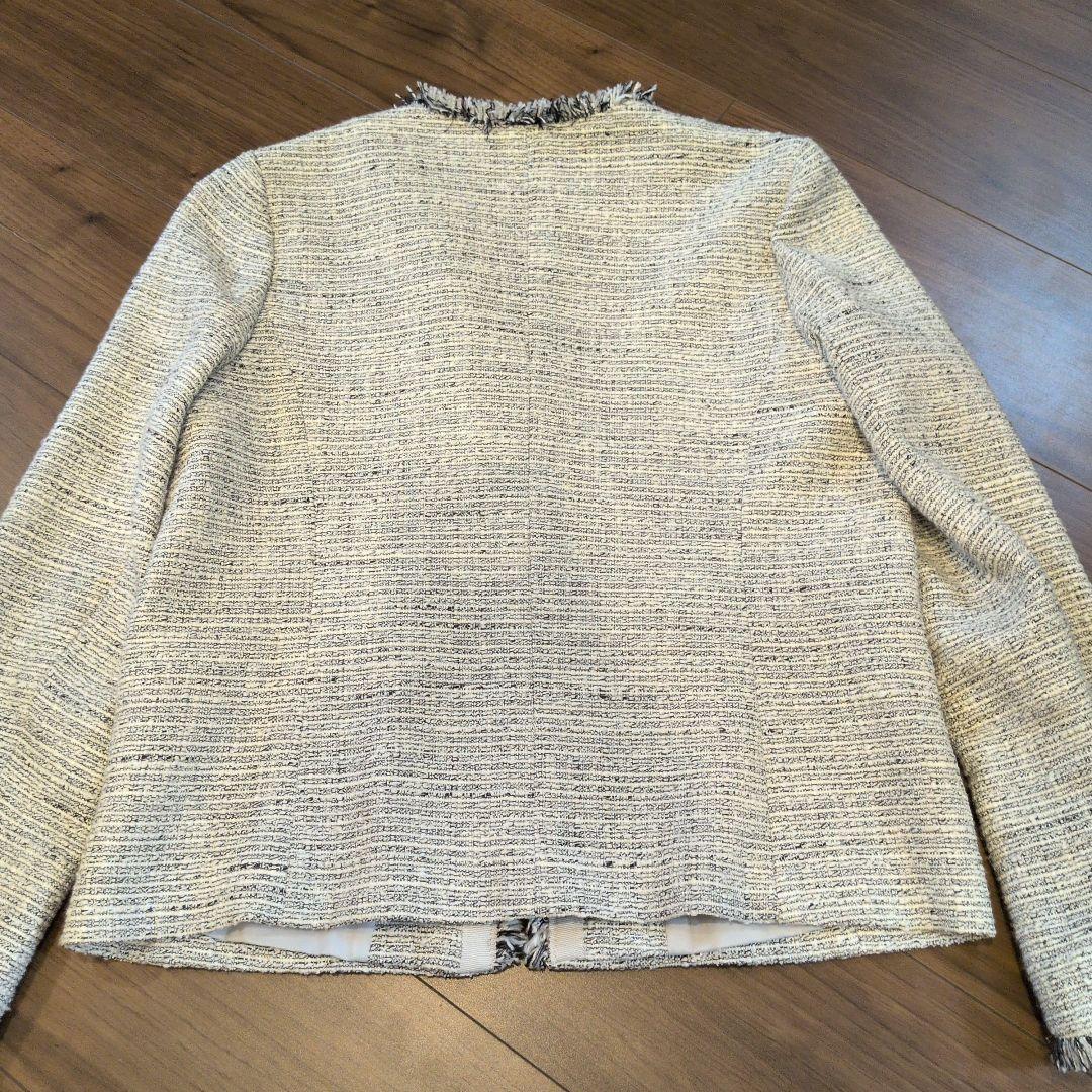 himawariツイードノーカラージャケット グリーンレーベルリラクシング