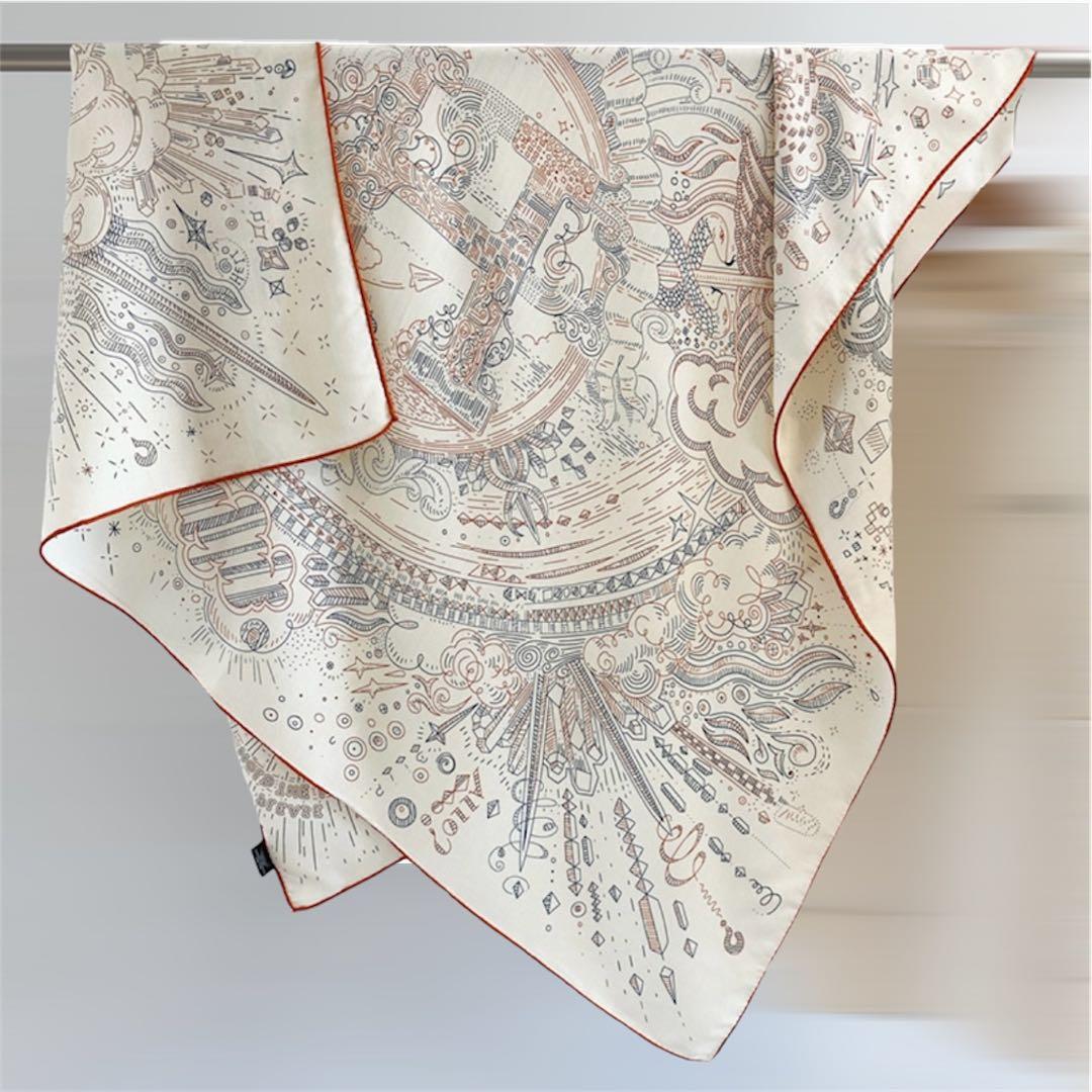 @H32 羊毛 シルク 大判ストール リバーシブル