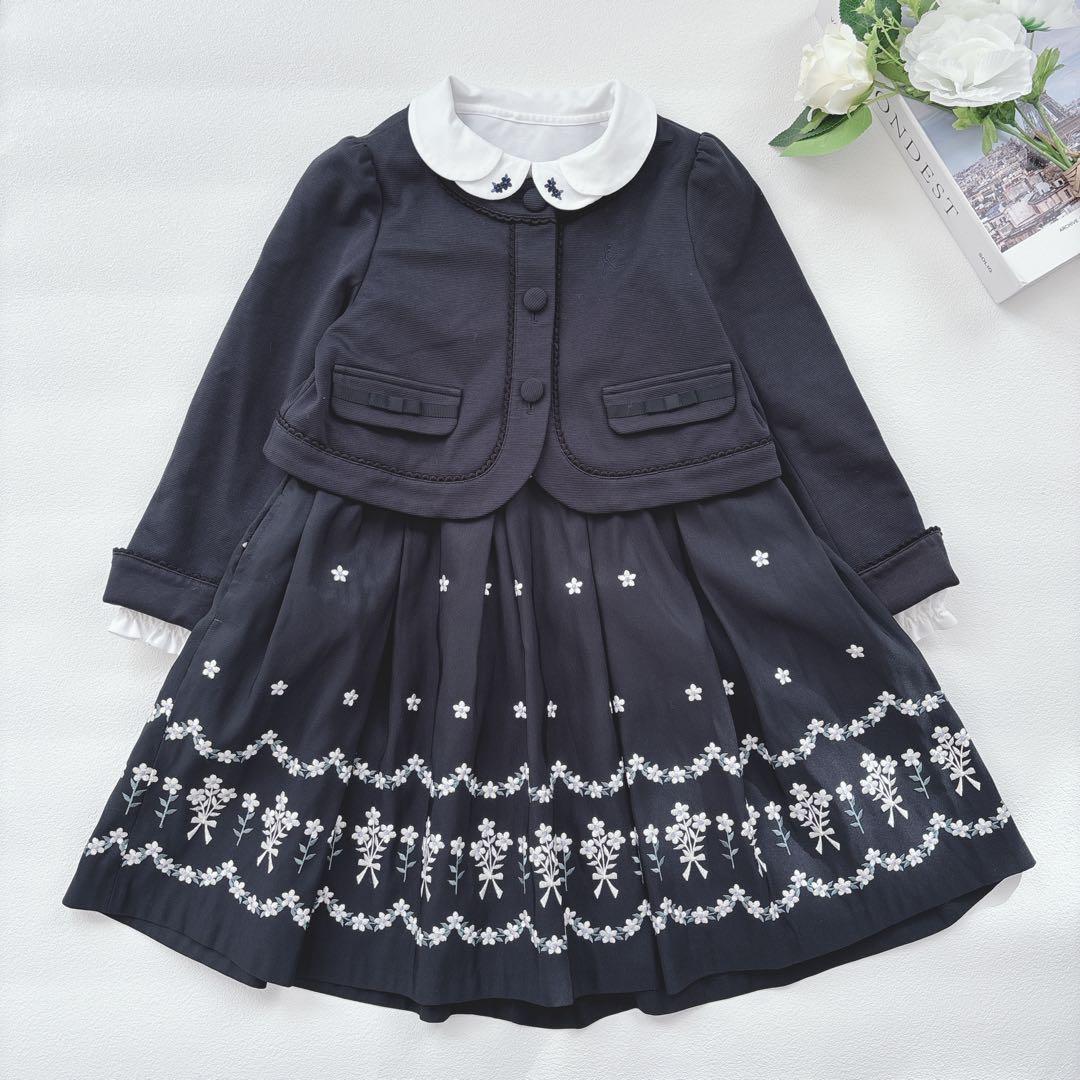 美品♡組曲 120 フォーマル 3点セット ワンピース スーツ 花柄