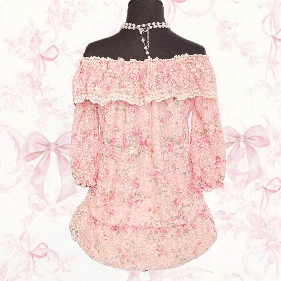 y2k LIZ LISA オフショルダー 花柄 パワーネット 姫ギャル 平成