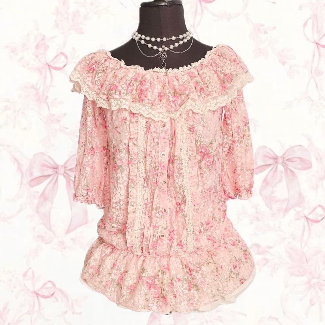 y2k LIZ LISA オフショルダー 花柄 パワーネット 姫ギャル 平成