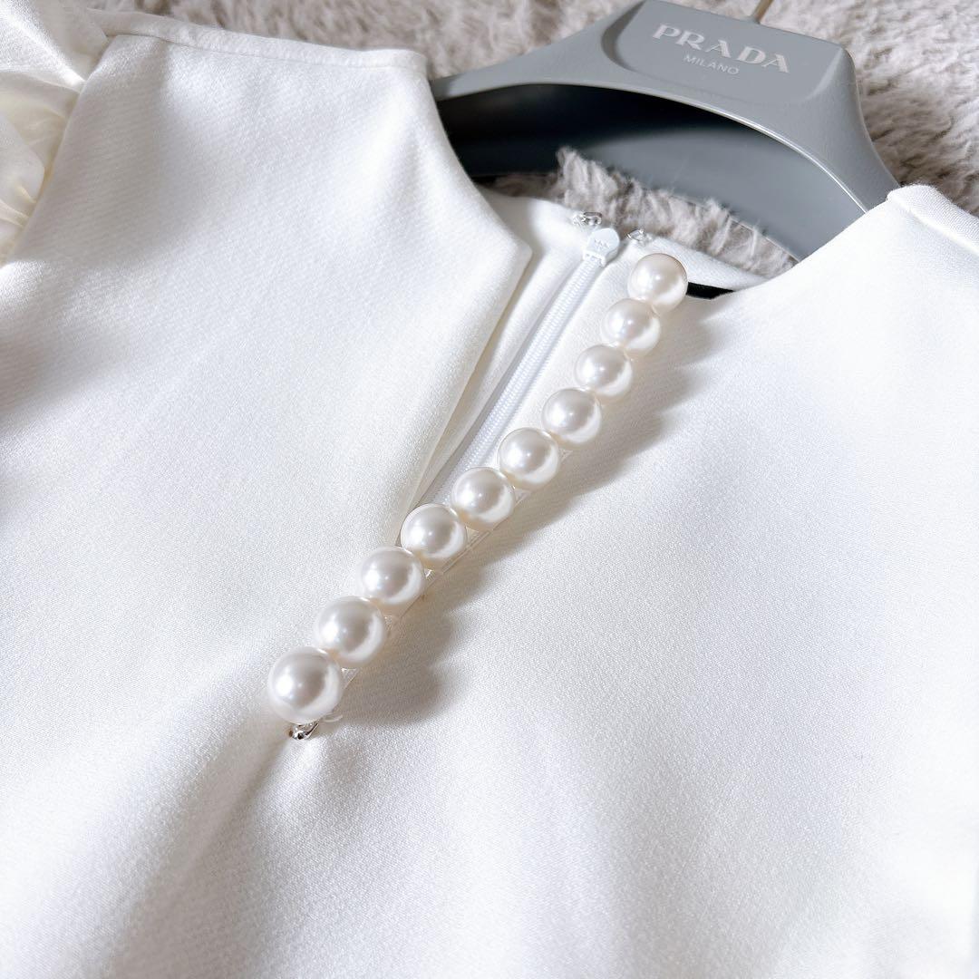 美品✨23ss YOKO CHAN フリルトリムパールトップス　ノースリーブ