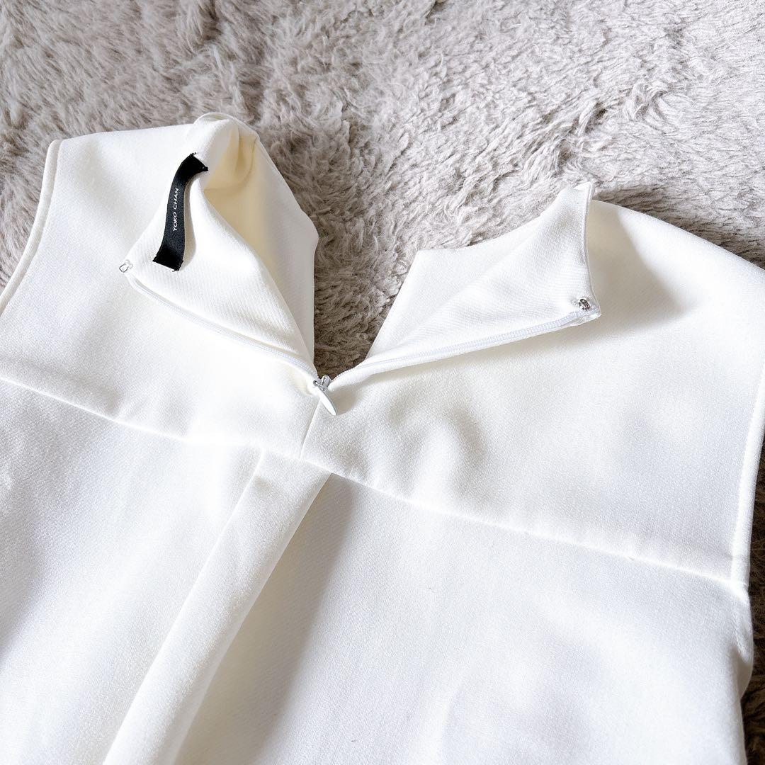 美品✨23ss YOKO CHAN フリルトリムパールトップス　ノースリーブ