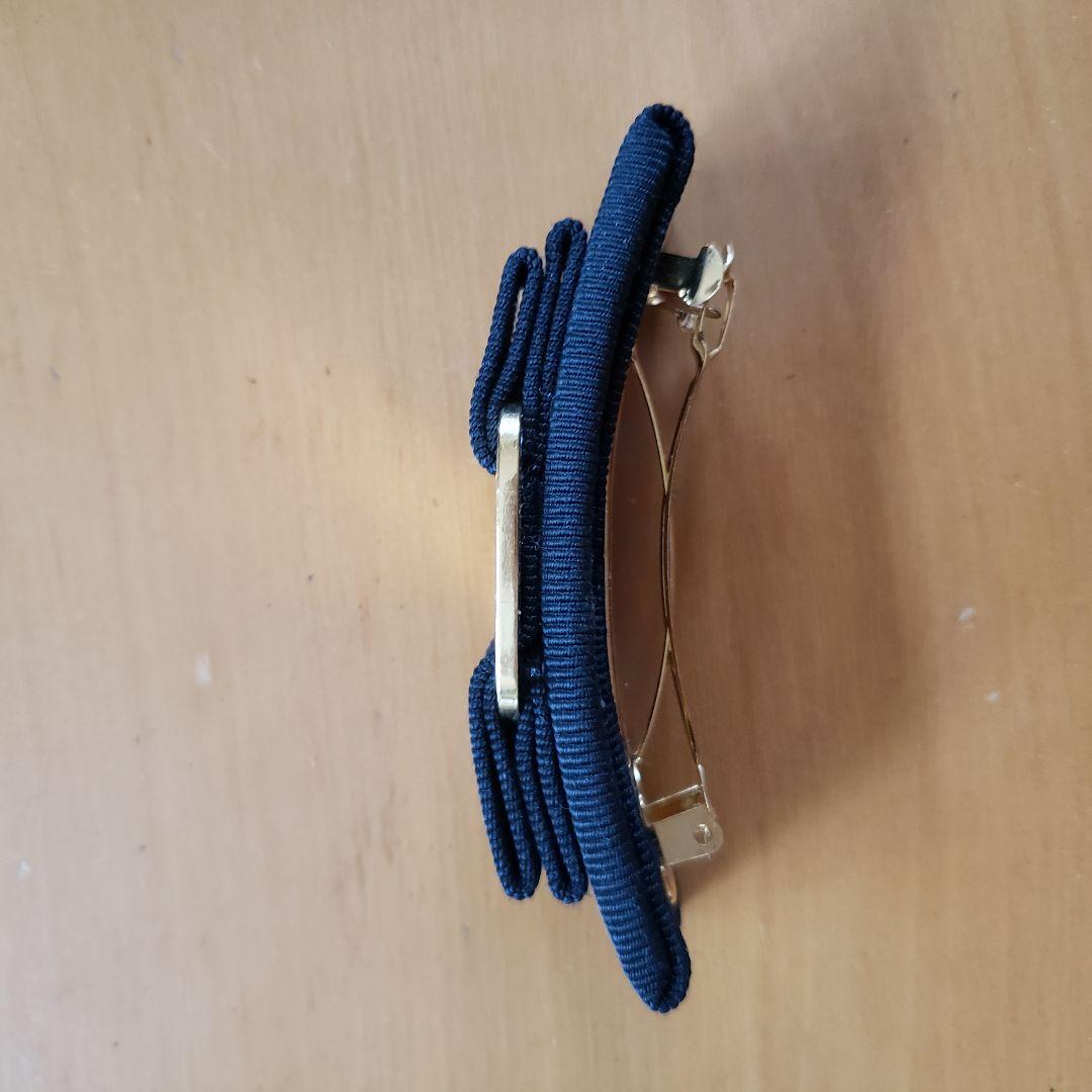 【美品】フェラガモ　ブラック×ゴールド　バレッタ　リボン　ヘアアクセサリー