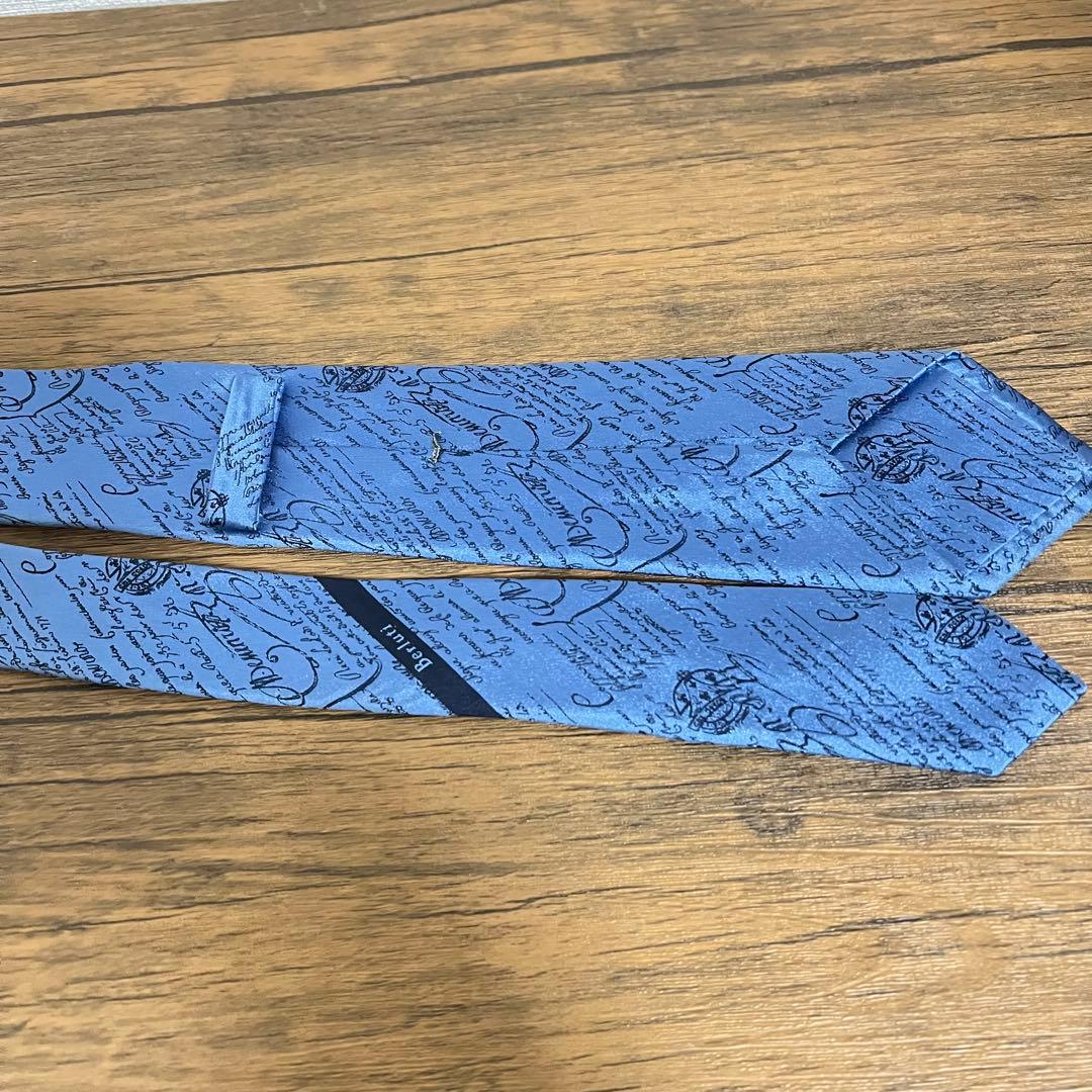 【美品】BERLUTI ベルルッティ カリグラフィ ネクタイ ブルー
