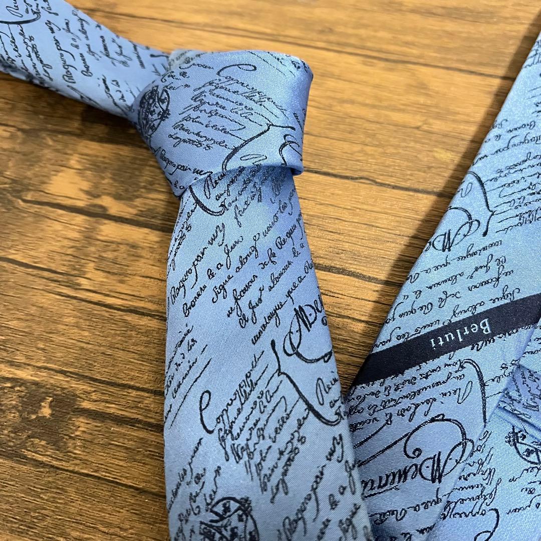 【美品】BERLUTI ベルルッティ カリグラフィ ネクタイ ブルー