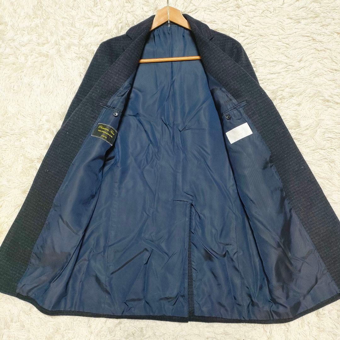 【カシミヤ】エディフィス　チェスターコート　紺　ビジネスカジュアル　メンズ48L