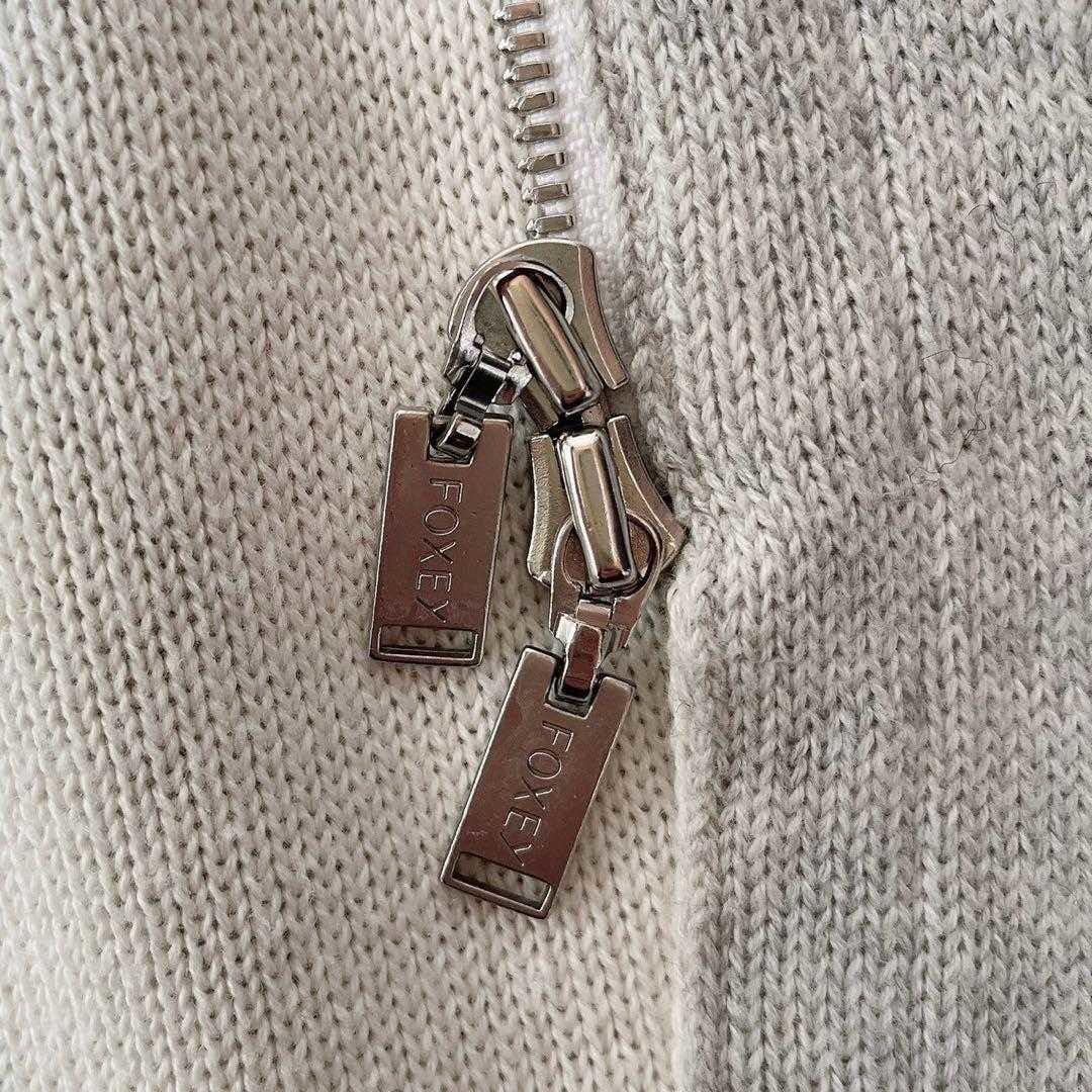 【美品】フォクシー ニットコート フーディパーカーロングニット カシミアコットン