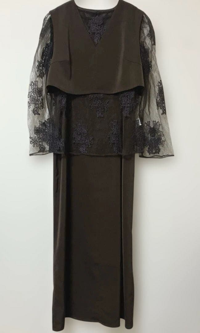 人気　ニアナ　マルチレイヤードセットドレス ブラウン　M