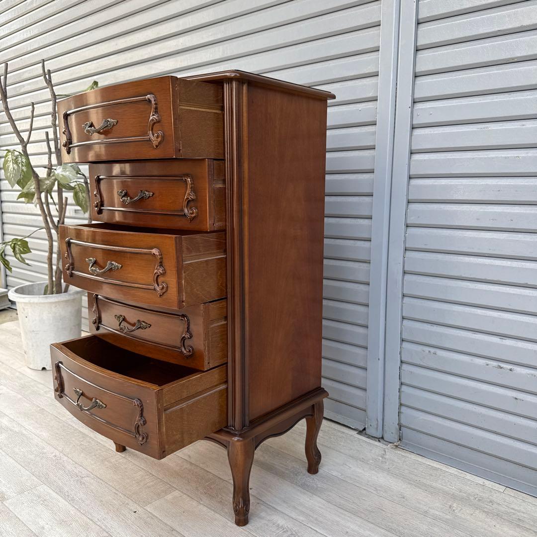 イタリア製 猫脚 5段チェスト 高級家具