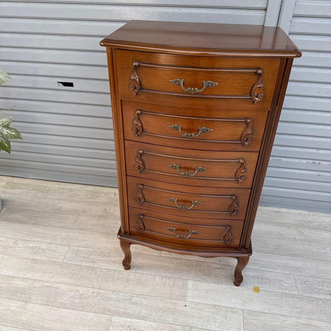 イタリア製 猫脚 5段チェスト 高級家具