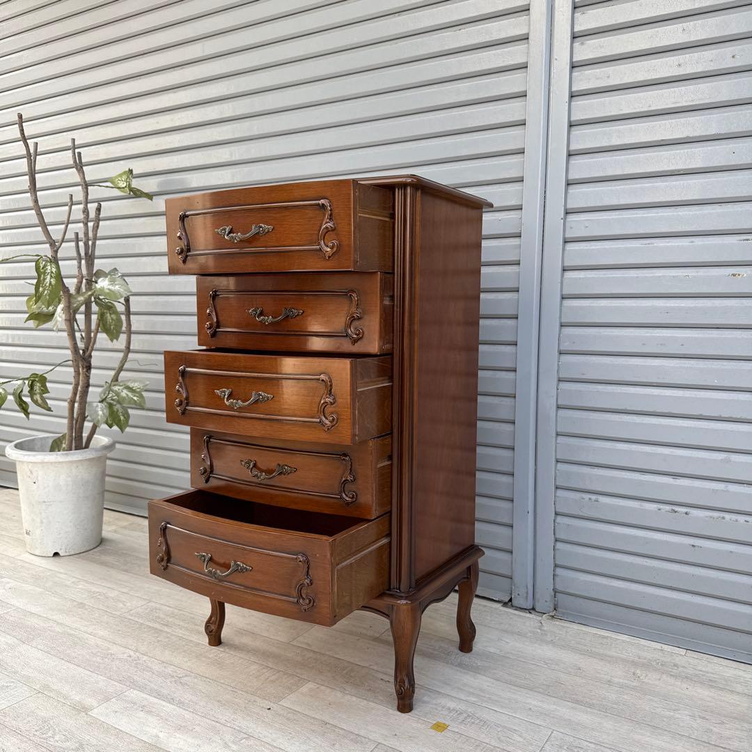 イタリア製 猫脚 5段チェスト 高級家具