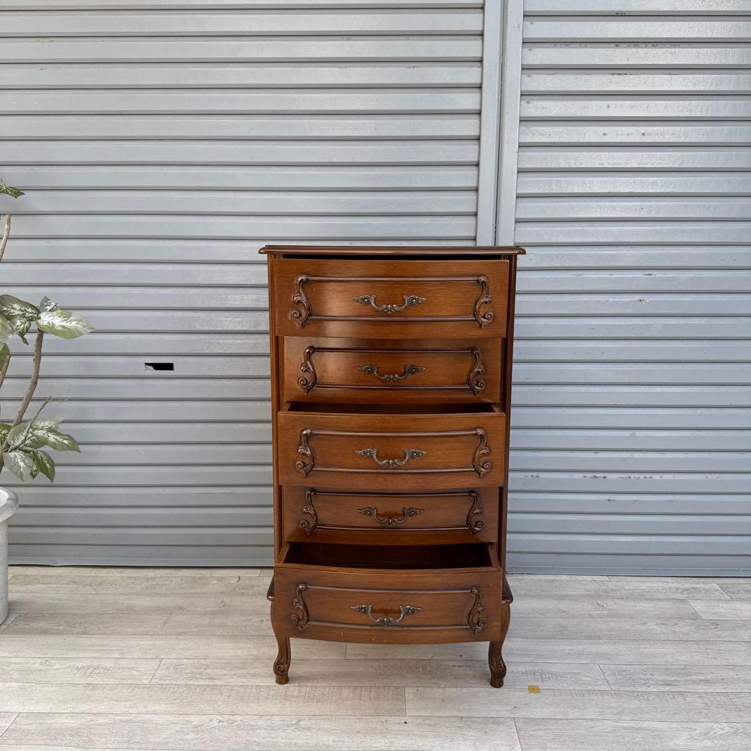 イタリア製 猫脚 5段チェスト 高級家具