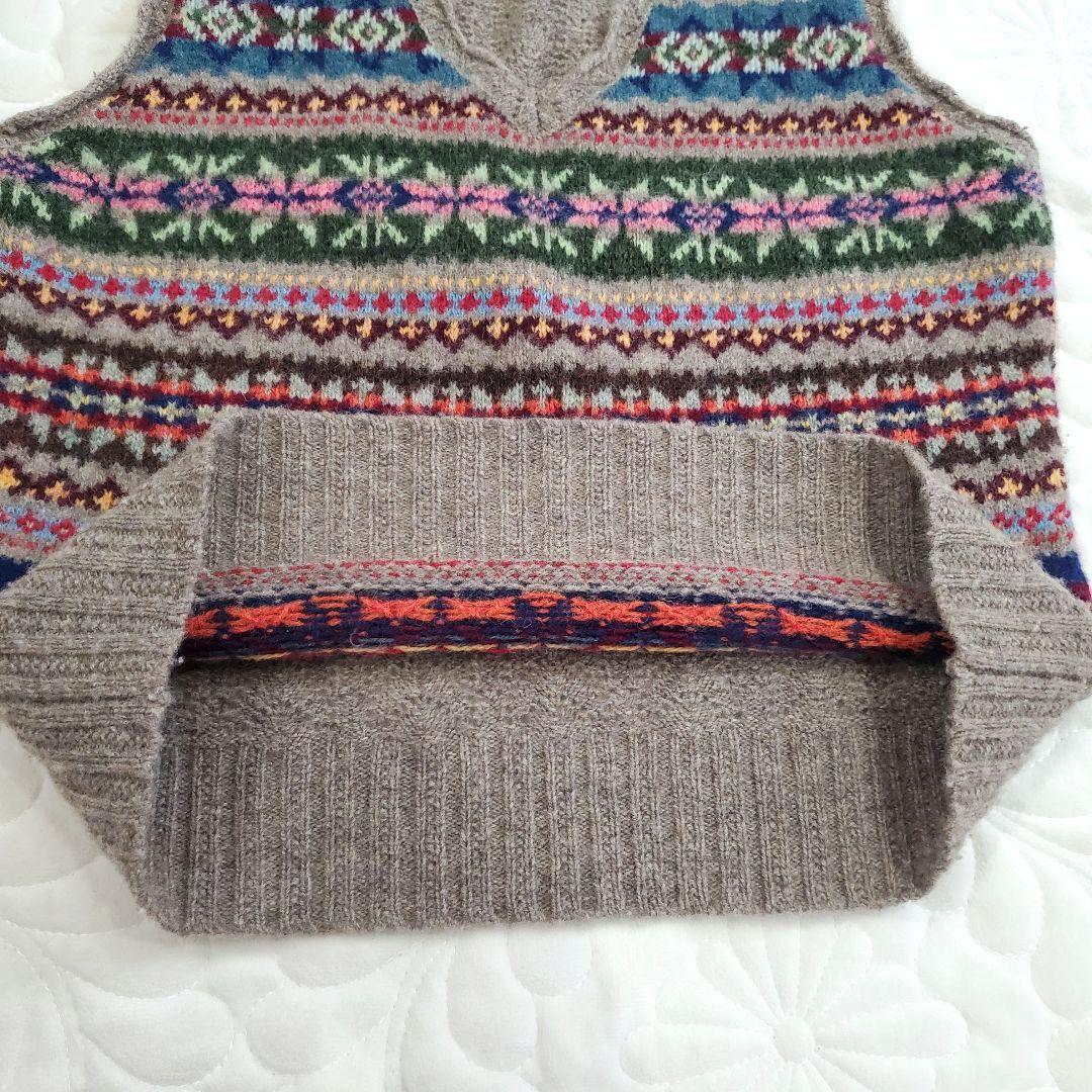 ポロラルフローレン ウールニットベスト Vネック フェアアイル柄