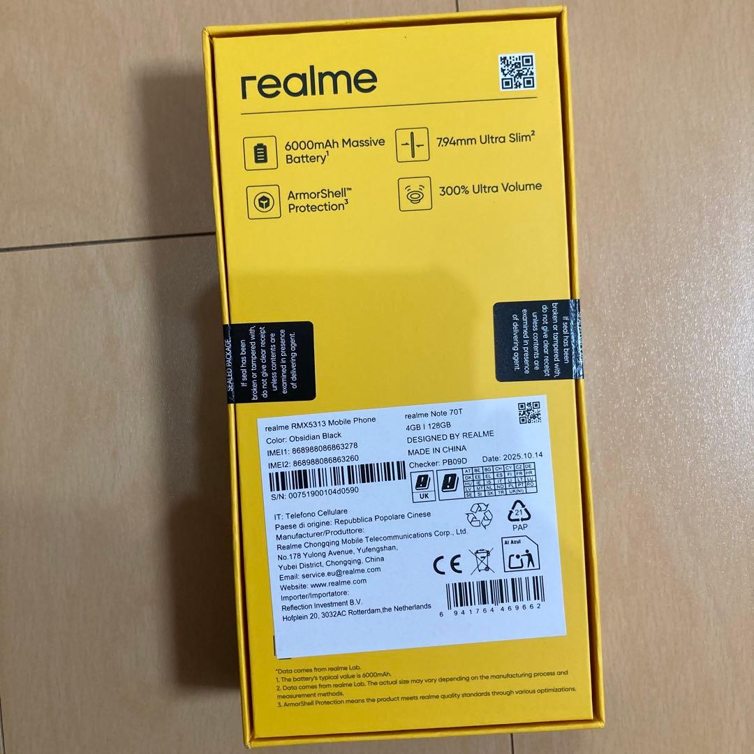 Realme note 70t 128GB ブラック ②