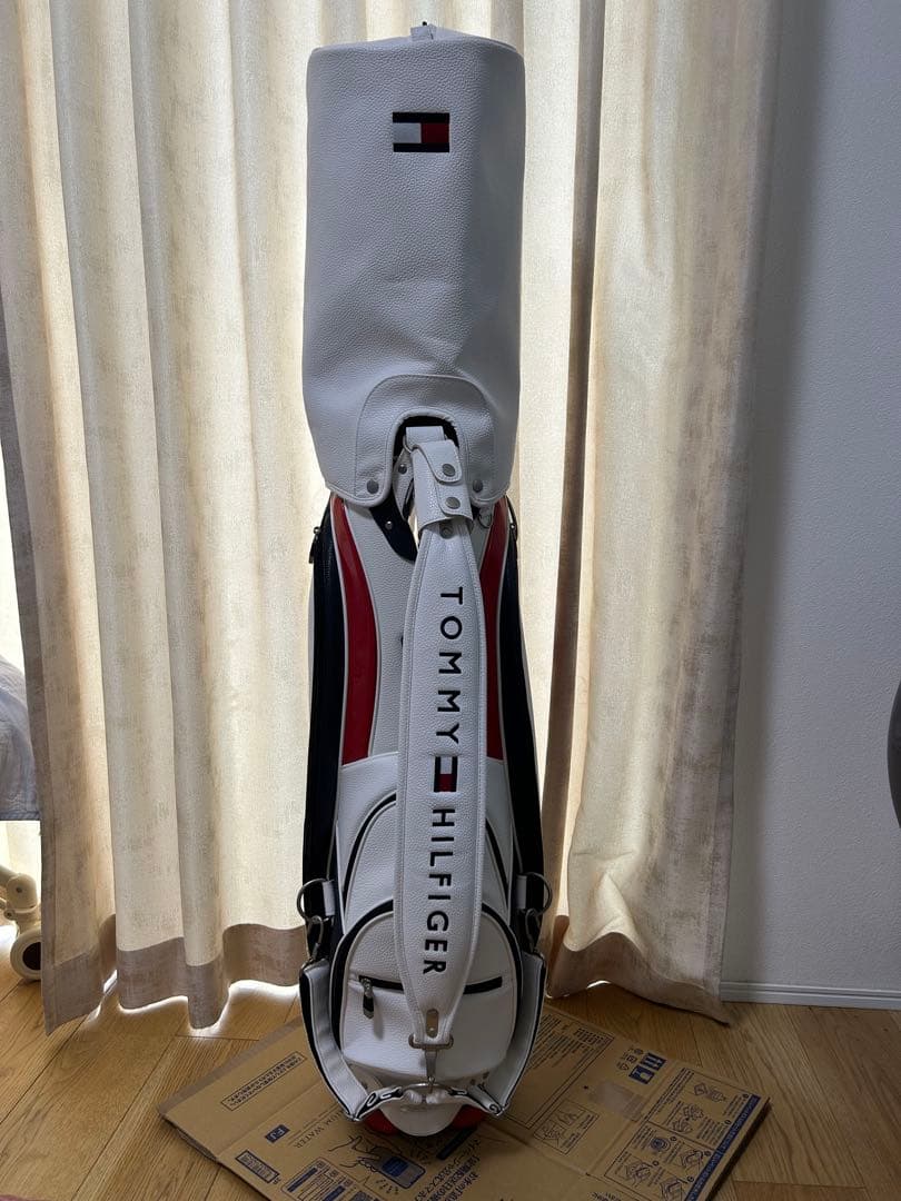 【美品】  キャディバッグ ホワイト/ネイビー/レッド