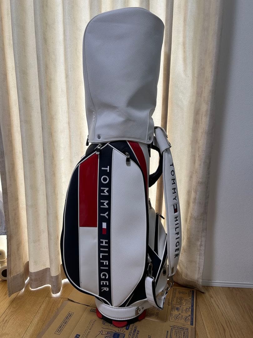 【美品】  キャディバッグ ホワイト/ネイビー/レッド