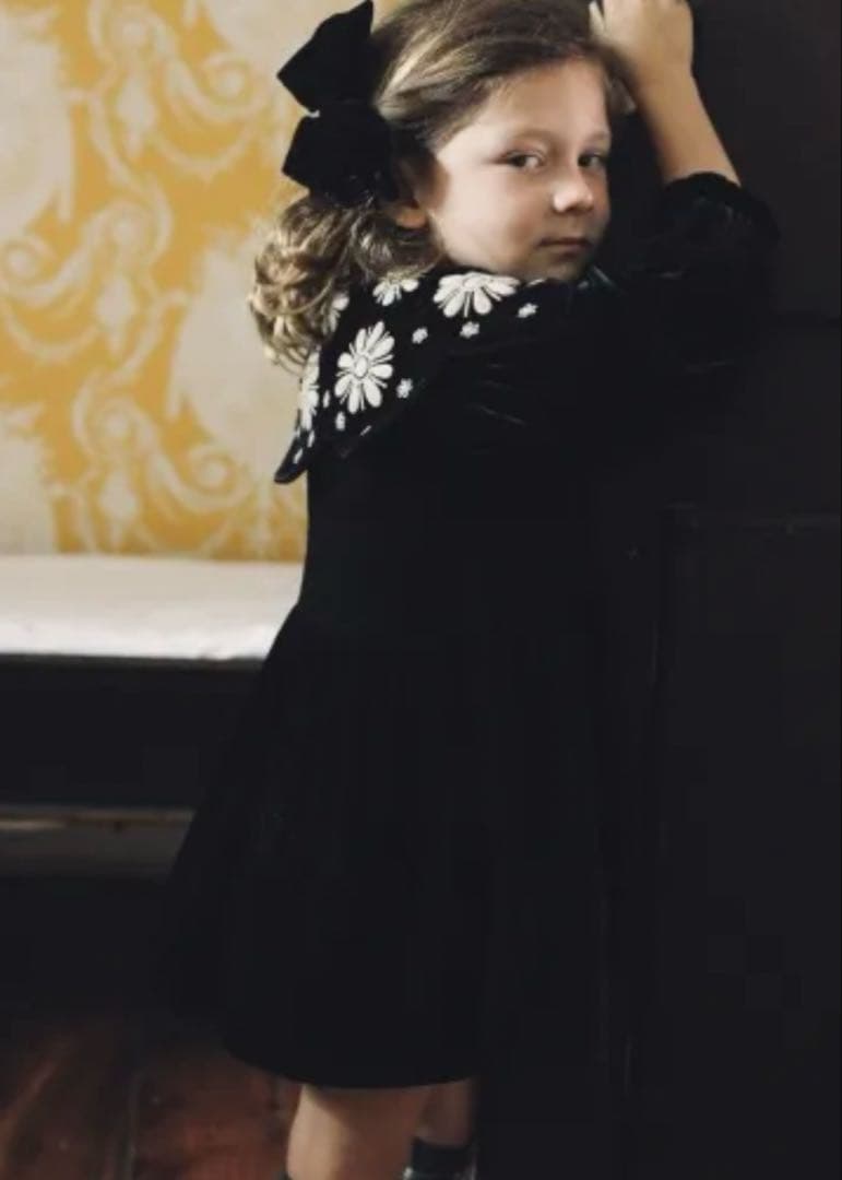 Bonjour diary Black velvet dress 4y ベロア