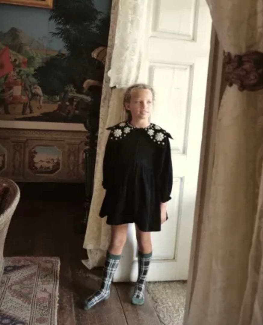 Bonjour diary Black velvet dress 4y ベロア
