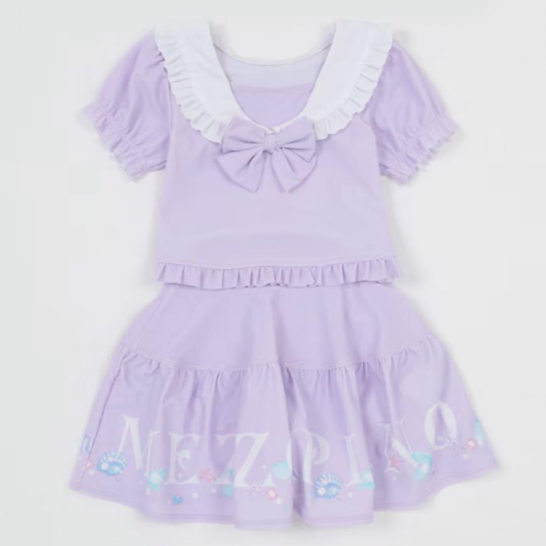 メゾピアノ 【SWIM】シェルロゴ　セーラーカラー　セパレート水着　120