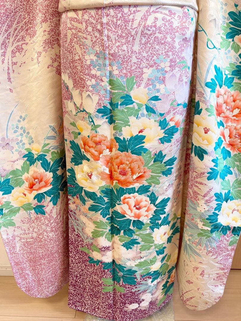 振袖セット 白 紫 緑 花柄 sMH2503201